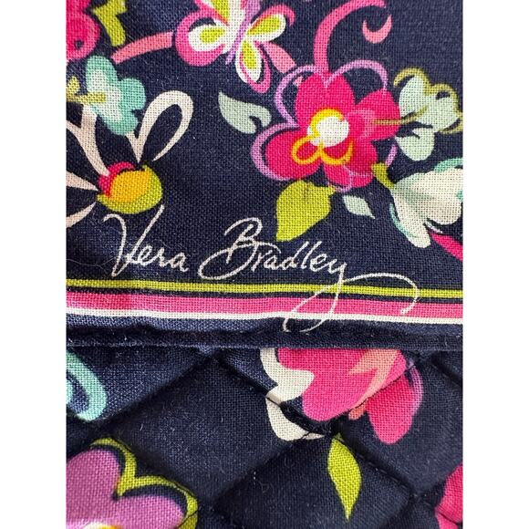 Vera Bradley Sm. Crossbody Bag Purse Card Holder Navy/ Purple Ribbons Patrn READ - Picture 4 of 9